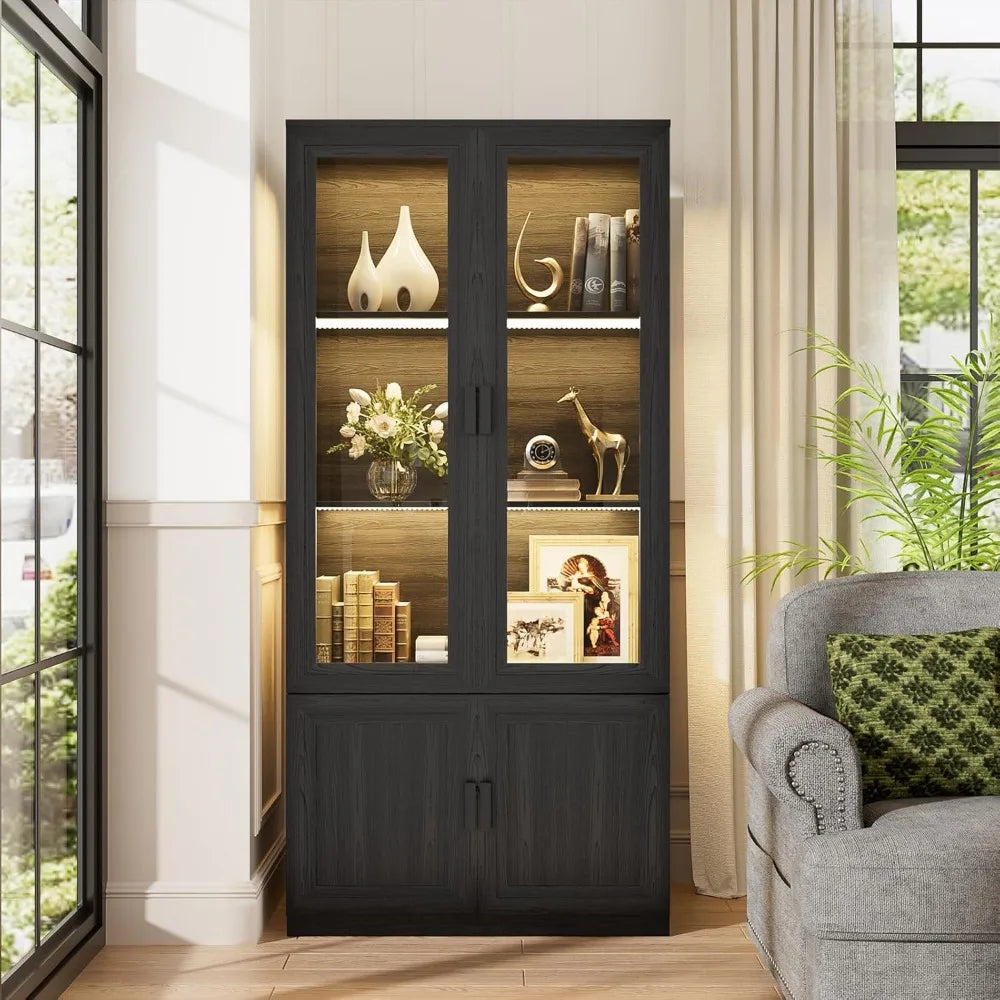 67" Tall Display Cabinet w Acrylic Doors, LED Lights & Sensor