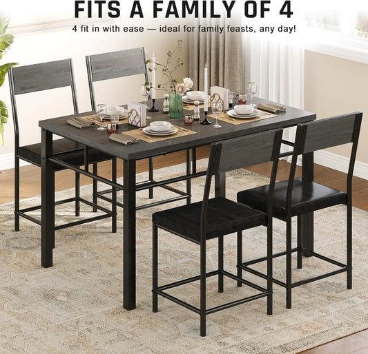 Industrial Style Dining Table Set for 4