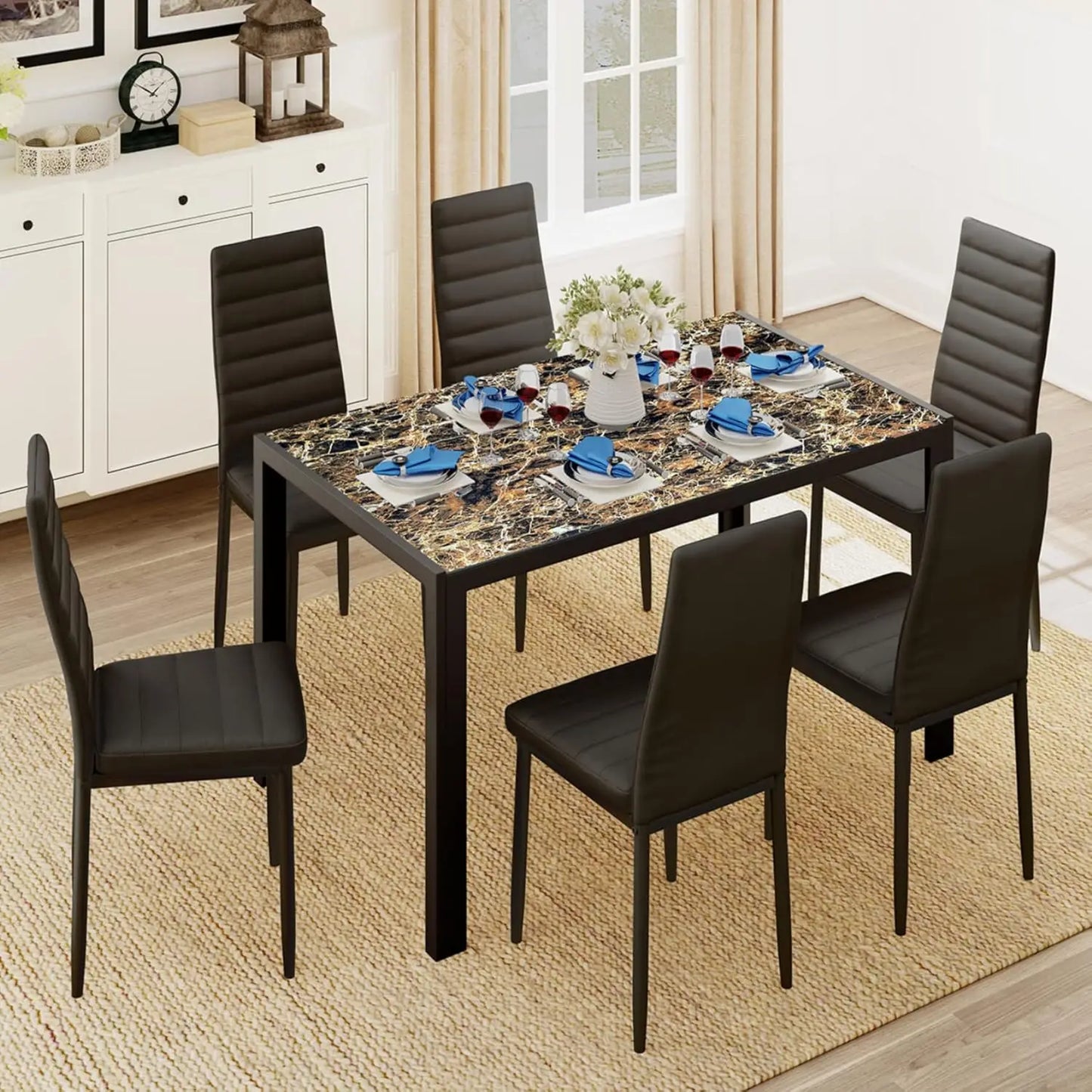 5 Piece Glass Dining Table & Chairs Set