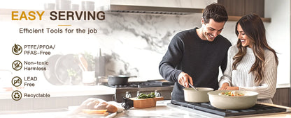 21 Pc Non-Stick, Ceramic Cookware, Sensor Handles, Milky white