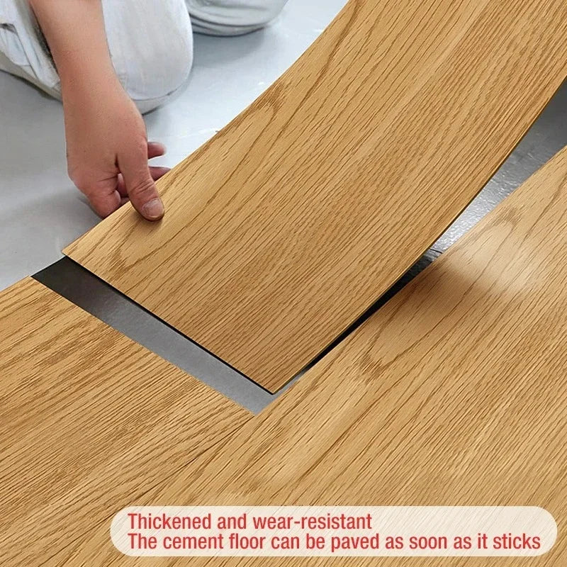 10Pcs 40x15cm PVC Self-adhesive Wood Grain Floor Stickers