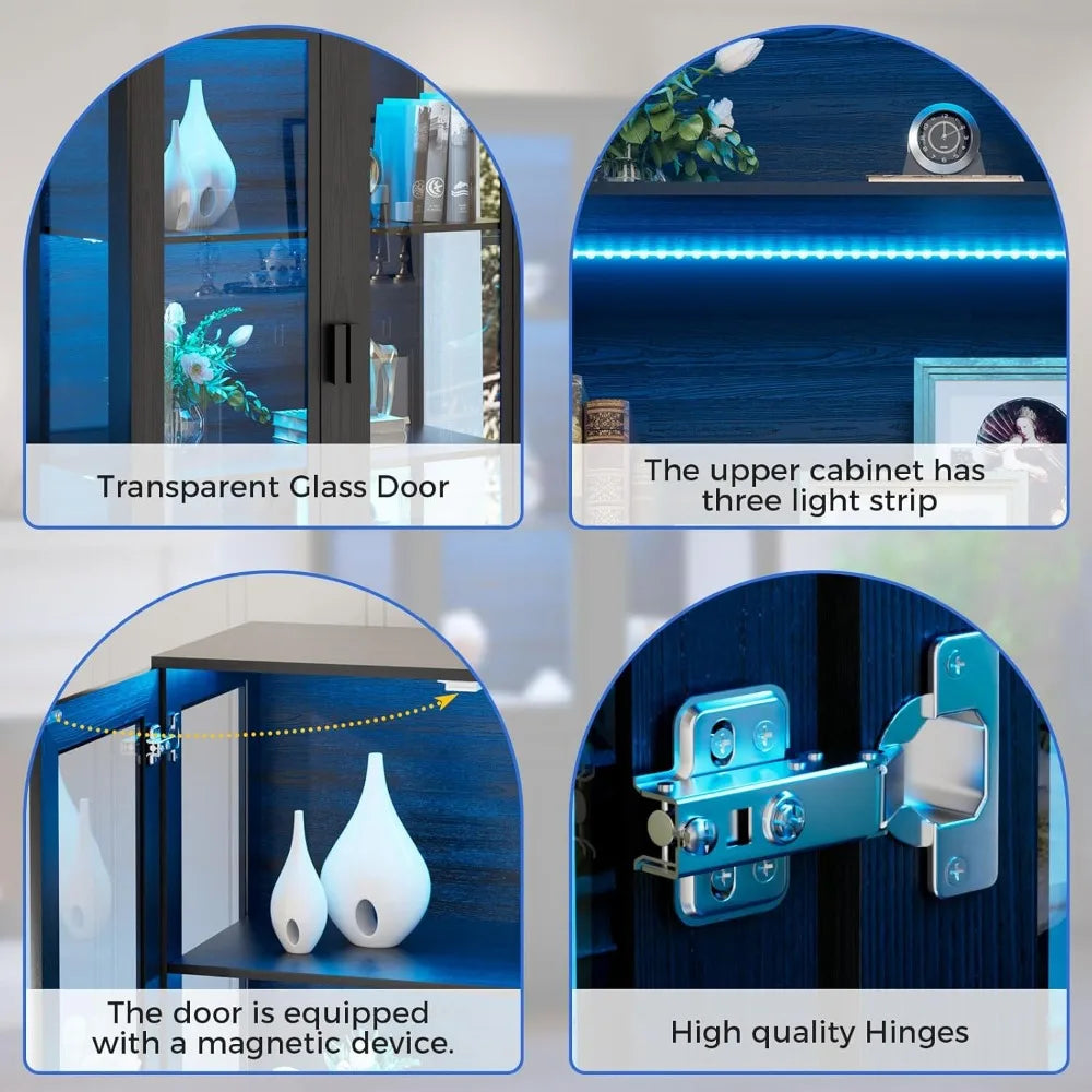 67" Tall Display Cabinet w Acrylic Doors, LED Lights & Sensor