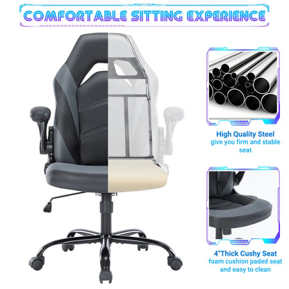 Ergonomic Office Computer/Home Gaming Desk Chair with Flip-up Armrest