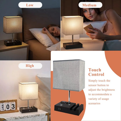 15.7" Dimmable Table Lamp, Dual USB Charging Ports