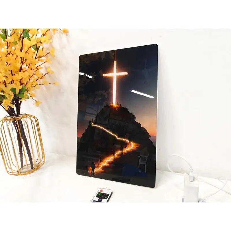 24x16 Inch LED Cross Wall Decor with Remote