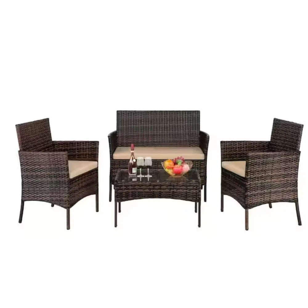 4 pc. Outdoor All Weather Wicker Patio Set