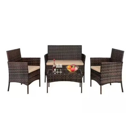 4 pc. Outdoor All Weather Wicker Patio Set