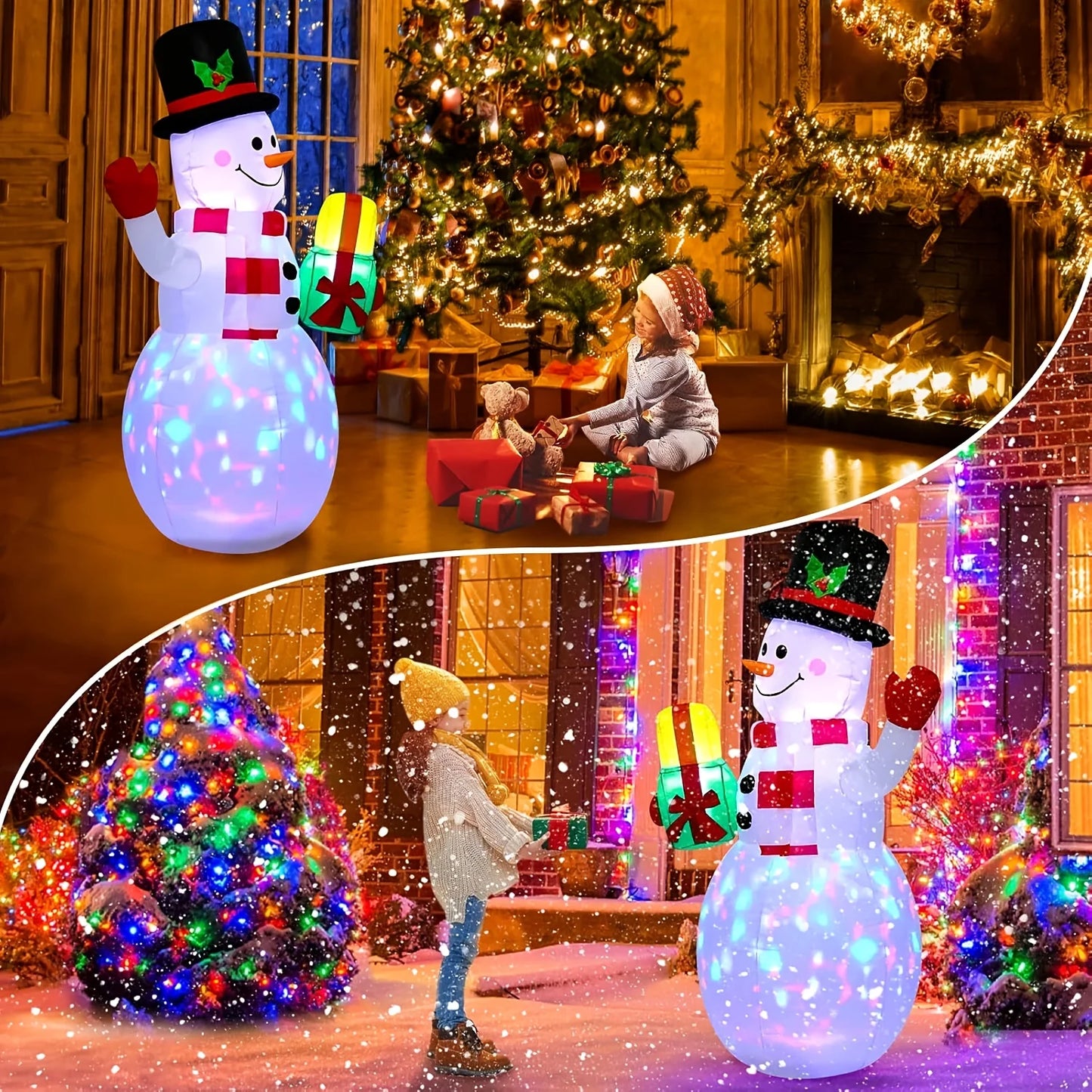 5FT Inflatable Snowman Built-in LED Light Holiday Ornament