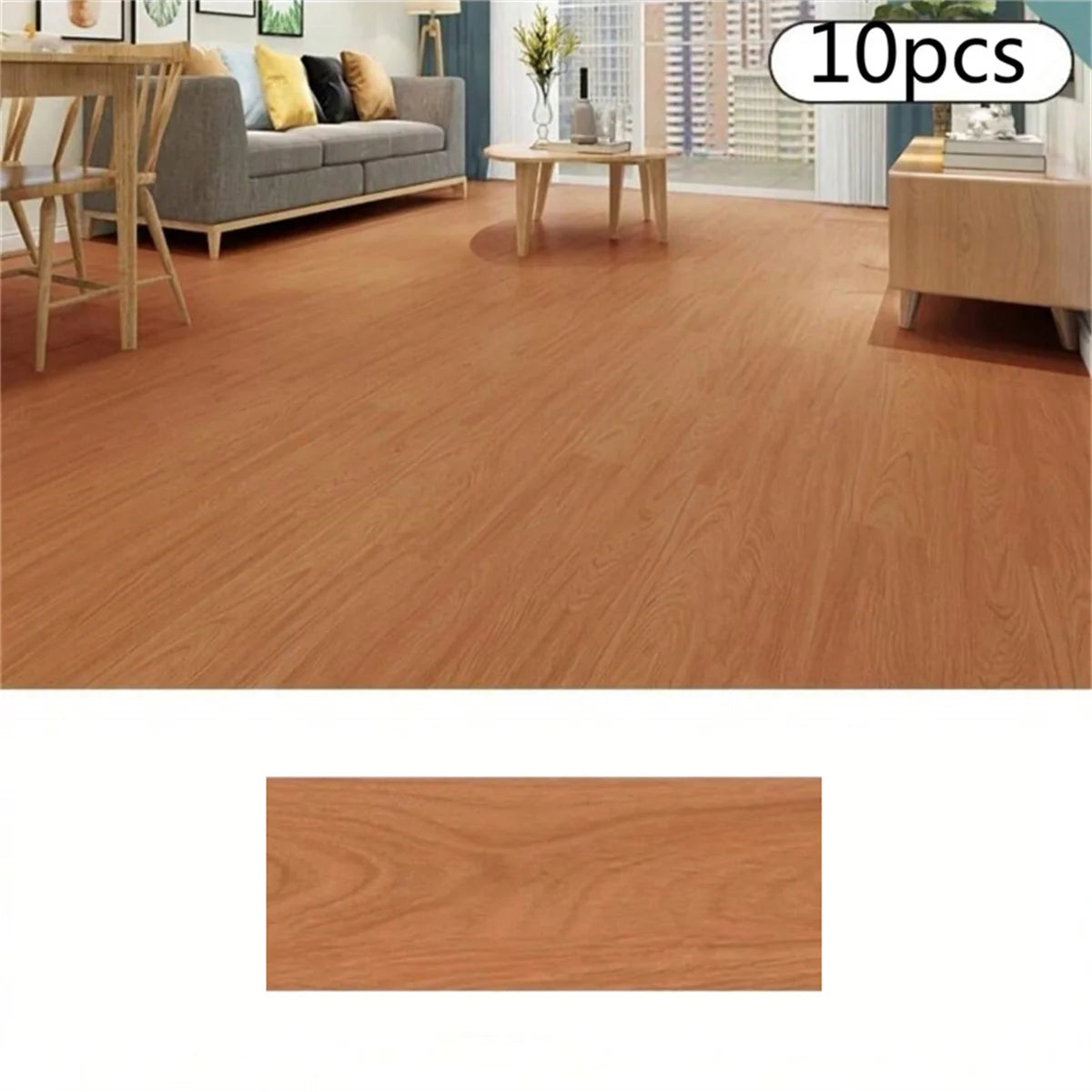 10Pcs 40x15cm PVC Self-adhesive Wood Grain Floor Stickers