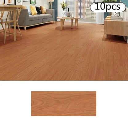 10Pcs 40x15cm PVC Self-adhesive Wood Grain Floor Stickers