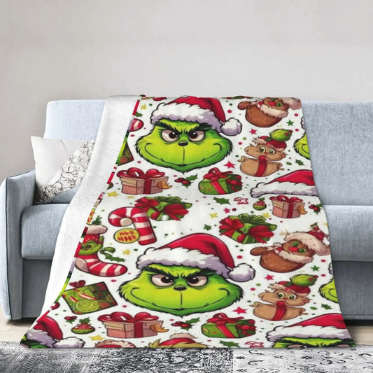 Grinch Design Cozy Throw for Holiday Gift