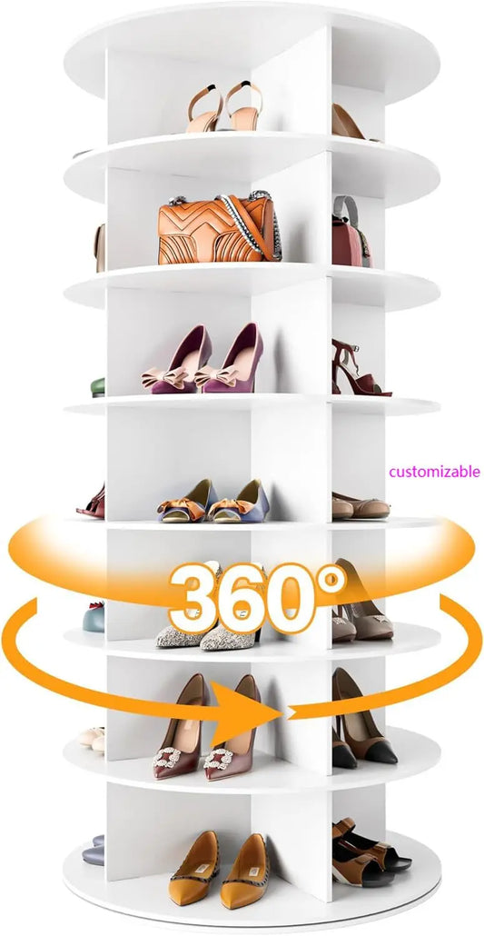 Rotating 7-Tier Lazy Susan Shoe Tower Organizer