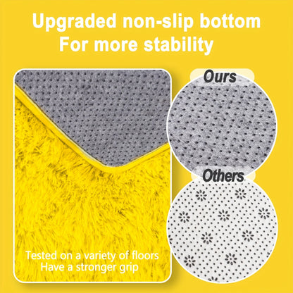 Yellow Shaggy Non-Slip Rugs for Multiple Rooms