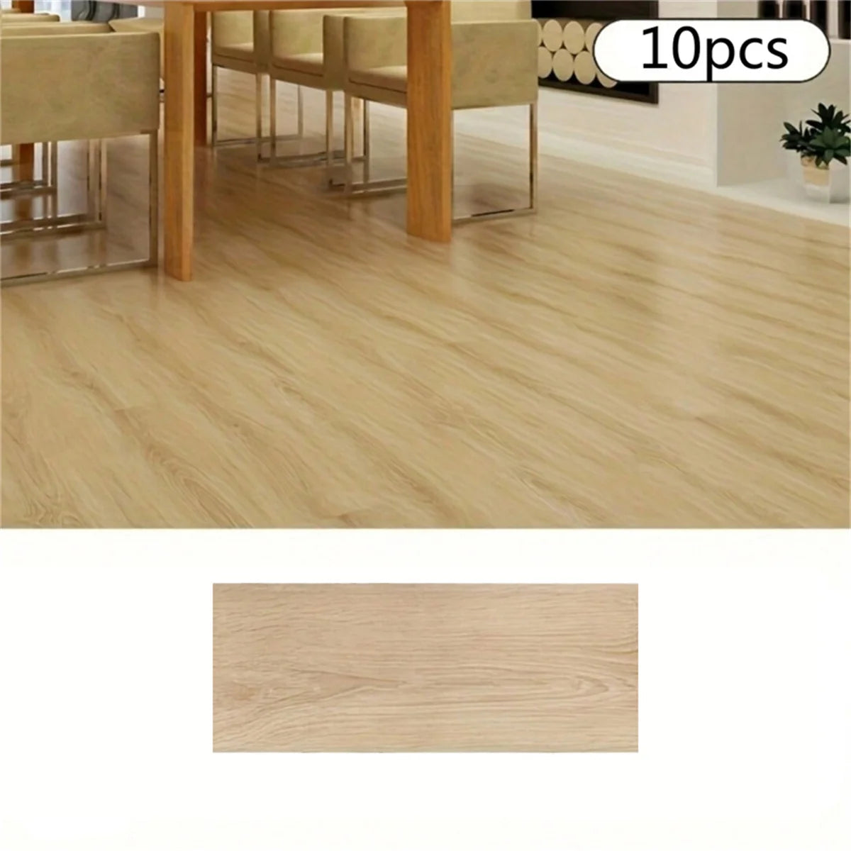 10Pcs 40x15cm PVC Self-adhesive Wood Grain Floor Stickers