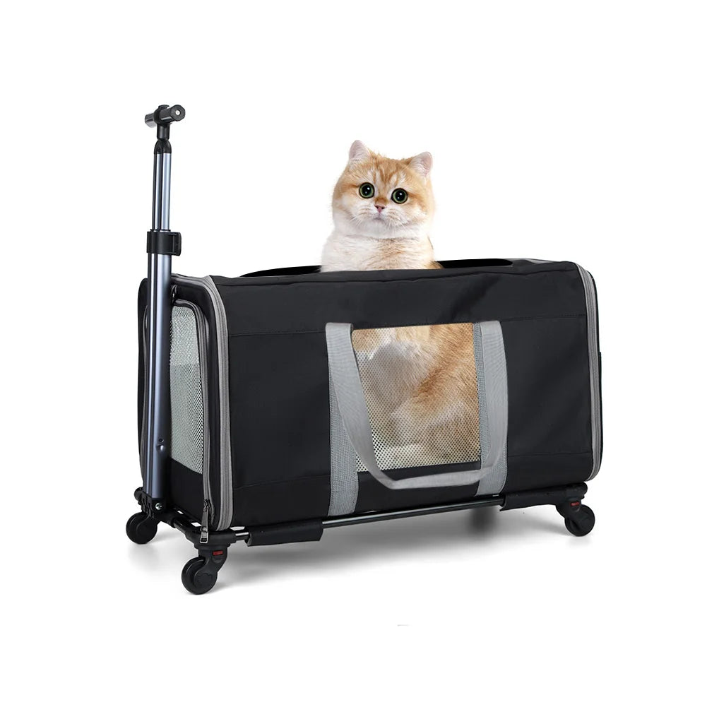 Pet Trolley Transport Box with wheels & safety belts