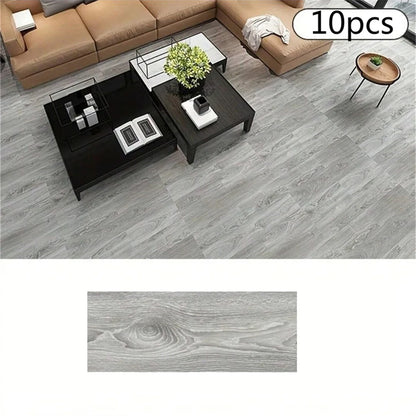 10Pcs 40x15cm PVC Self-adhesive Wood Grain Floor Stickers
