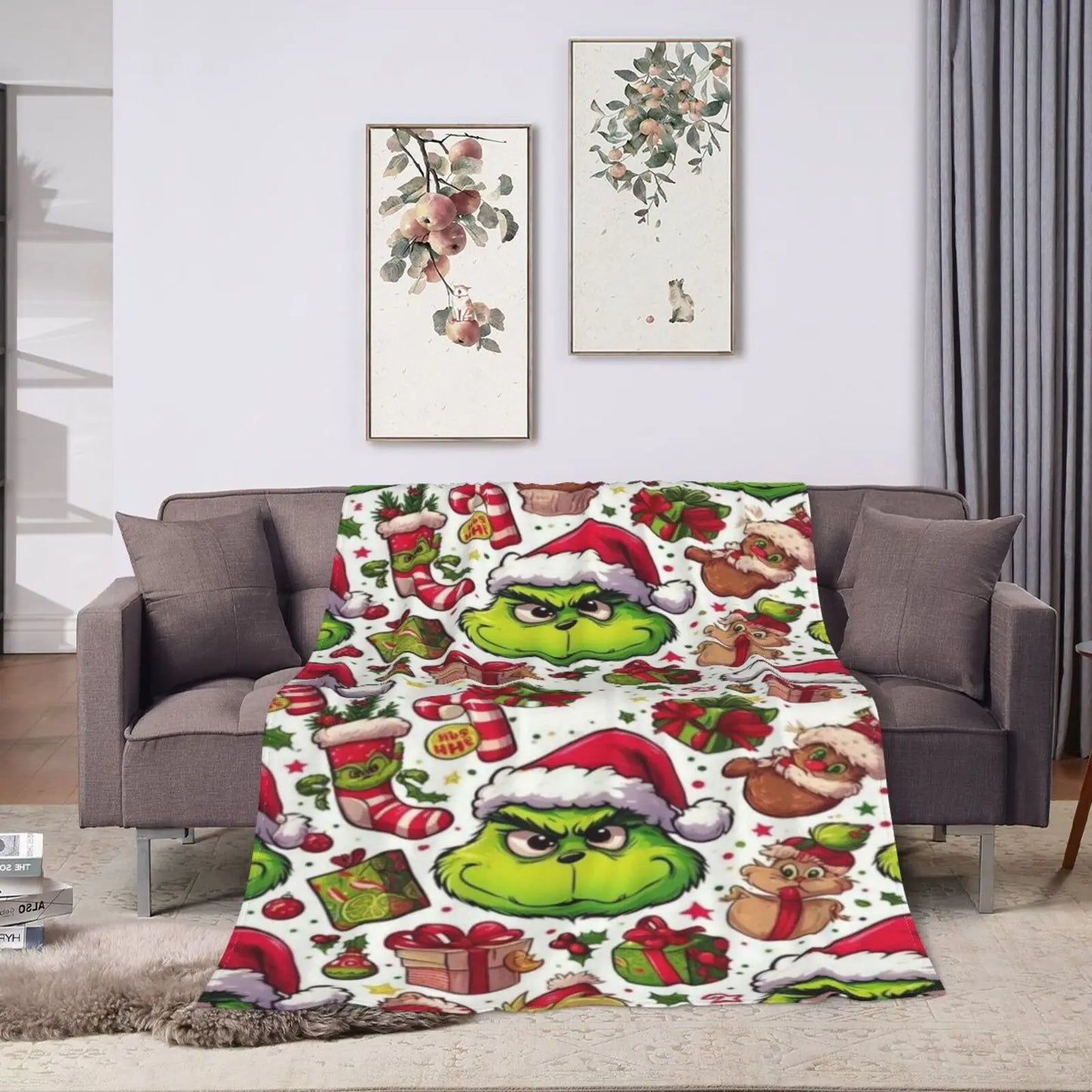 Grinch Design Cozy Throw for Holiday Gift