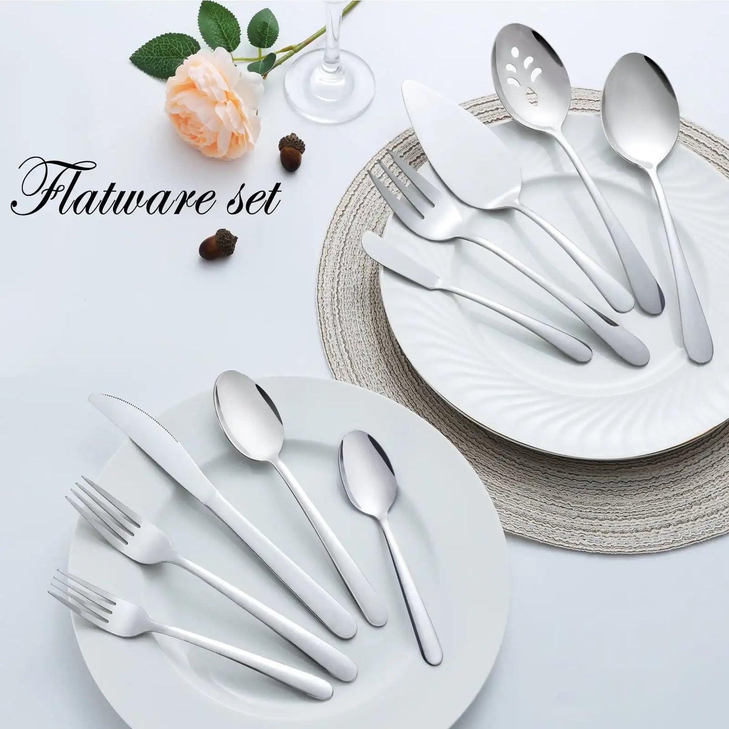 65 Pcs Stainless Steel Flatware/Serving Set for 12