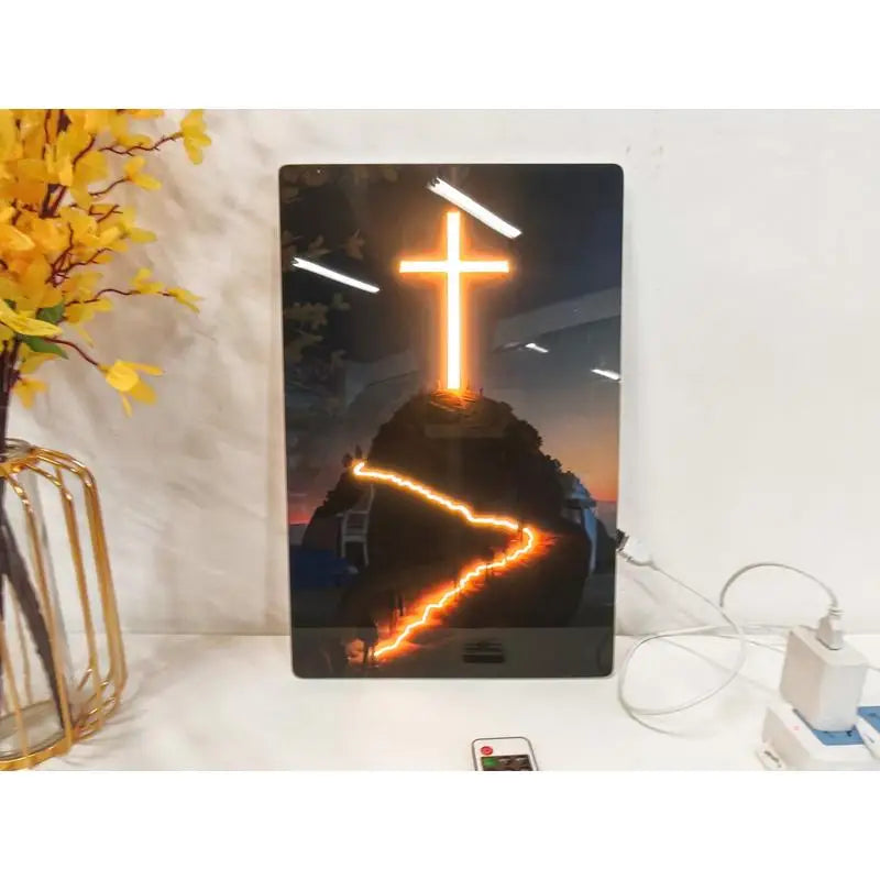 24x16 Inch LED Cross Wall Decor with Remote