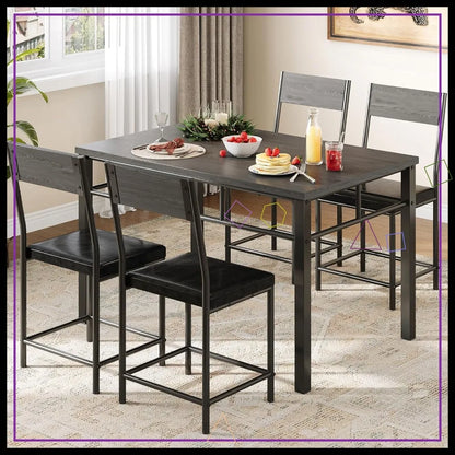Industrial Style Dining Table Set for 4