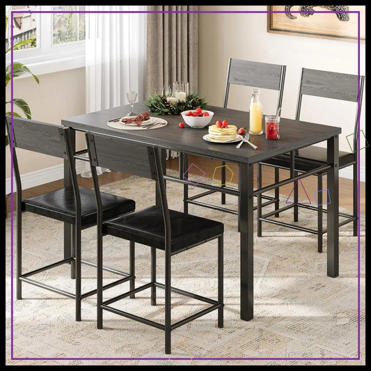 Industrial Style Dining Table Set for 4