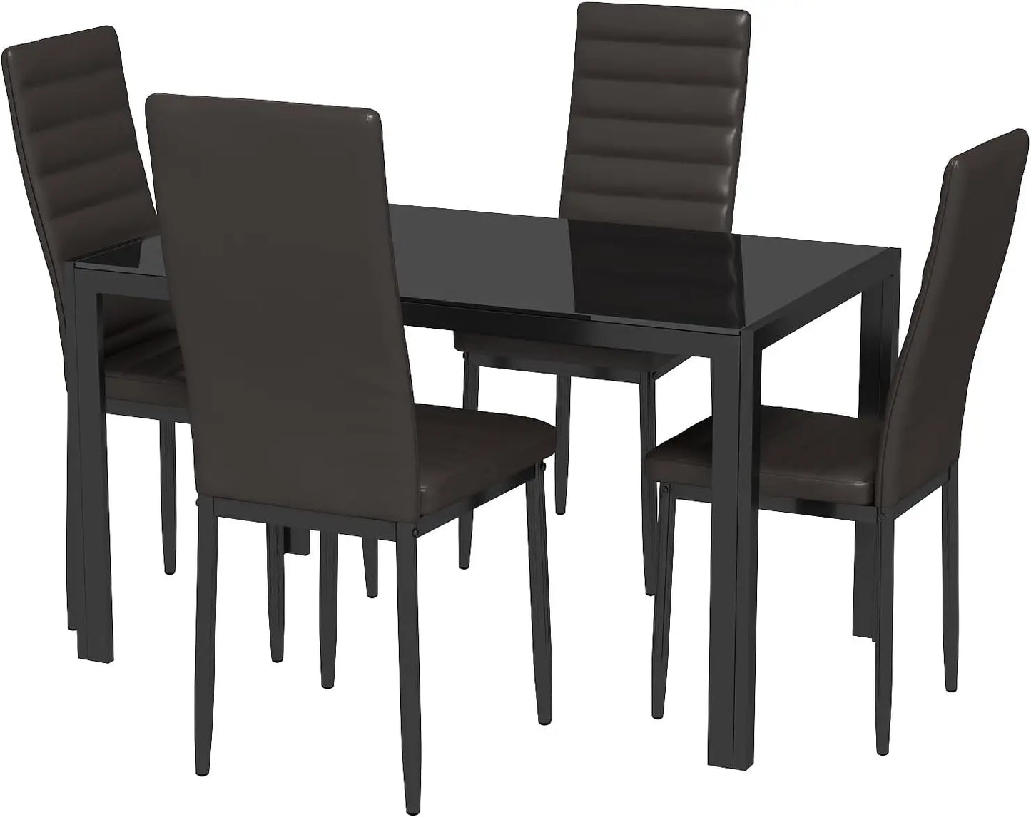 5 Piece Glass Dining Table & Chairs Set