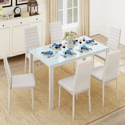 5 Piece Glass Dining Table & Chairs Set