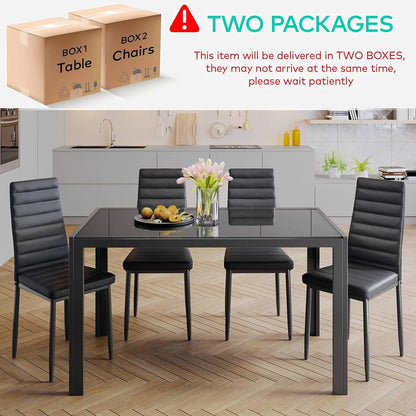 5 Piece Glass Dining Table & Chairs Set
