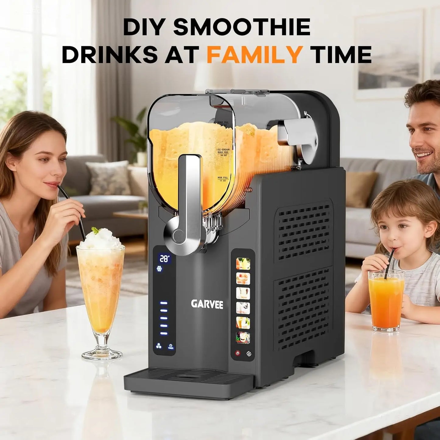 Slushie Machine with LED Display & 6 Pre-Settings, No Ice Needed