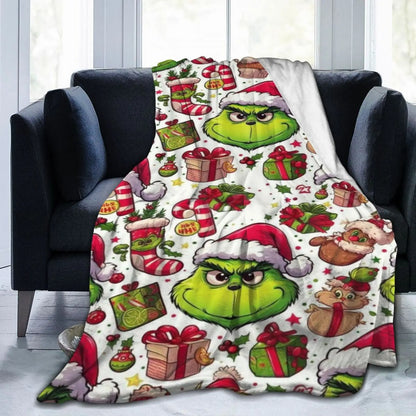 Grinch Design Cozy Throw for Holiday Gift