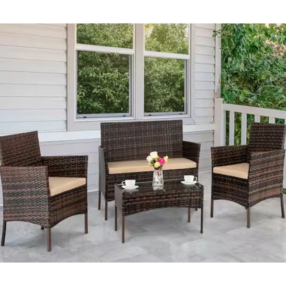 4 pc. Outdoor All Weather Wicker Patio Set