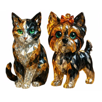 Crystal Animal Cat/Dog Figurines for Home, Office