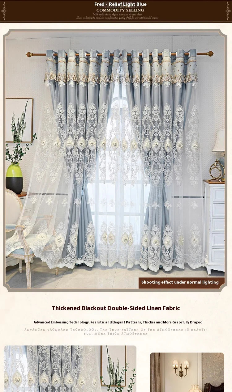 1PC Vintage-style Embroidered Curtains