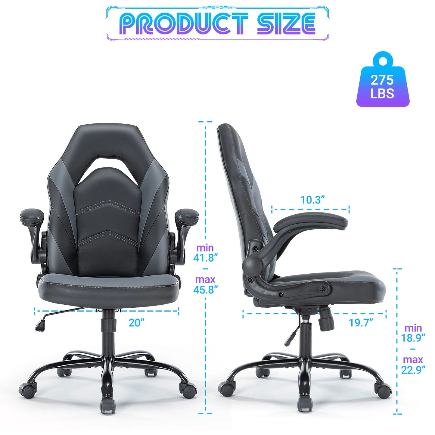 Ergonomic Office Computer/Home Gaming Desk Chair with Flip-up Armrest