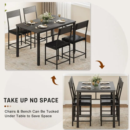 Industrial Style Dining Table Set for 4