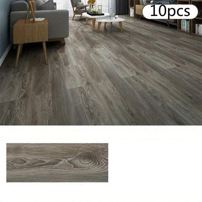 10Pcs 40x15cm PVC Self-adhesive Wood Grain Floor Stickers