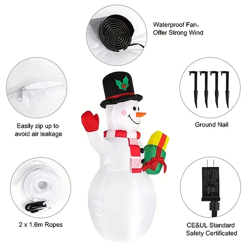 5FT Inflatable Snowman Built-in LED Light Holiday Ornament