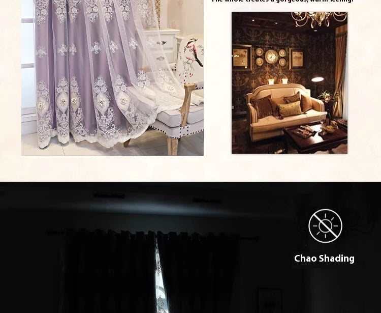 1PC Vintage-style Embroidered Curtains
