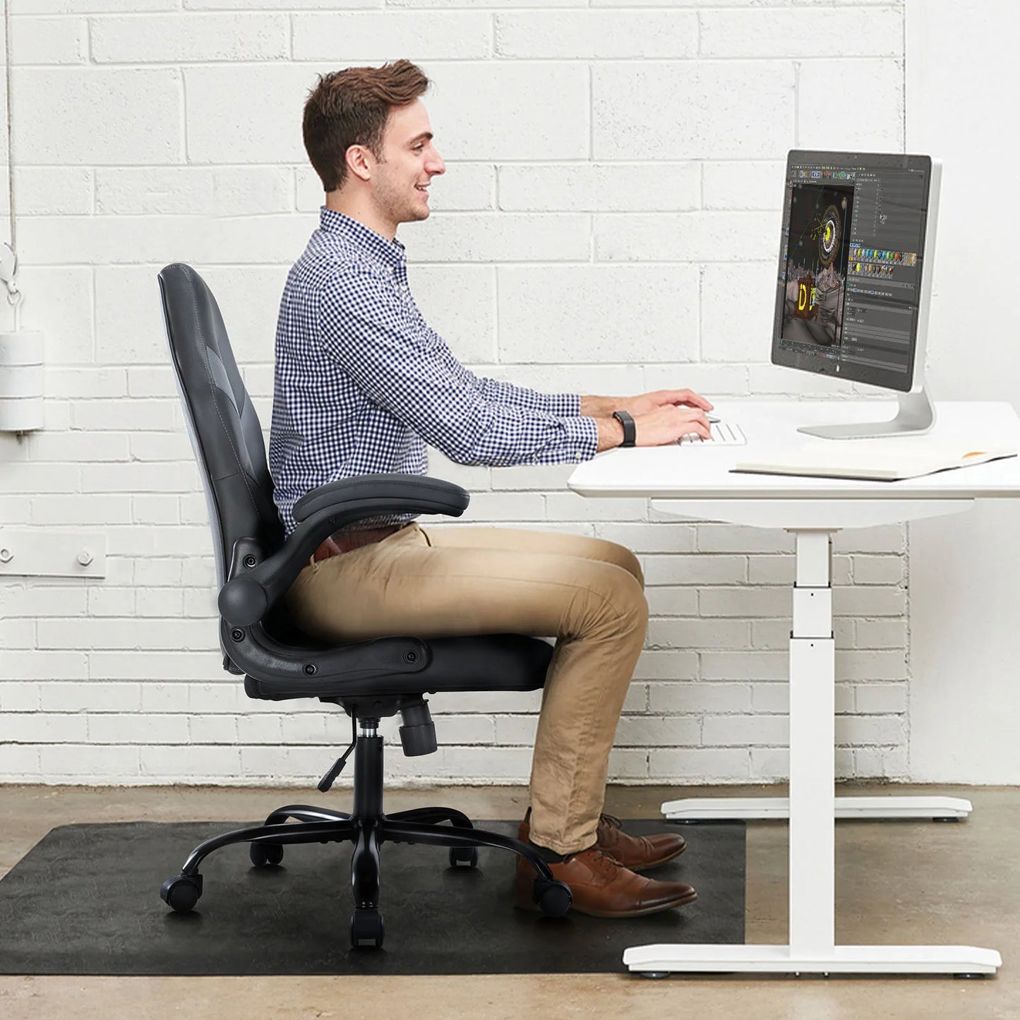 Ergonomic Office Computer/Home Gaming Desk Chair with Flip-up Armrest