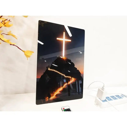 24x16 Inch LED Cross Wall Decor with Remote