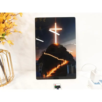 24x16 Inch LED Cross Wall Decor with Remote