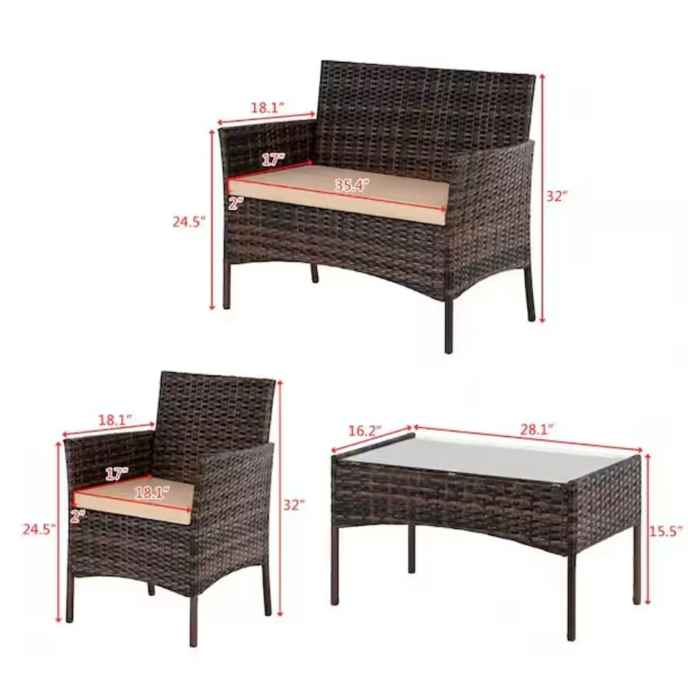 4 pc. Outdoor All Weather Wicker Patio Set