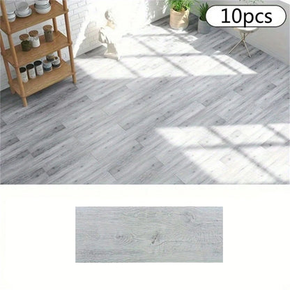 10Pcs 40x15cm PVC Self-adhesive Wood Grain Floor Stickers