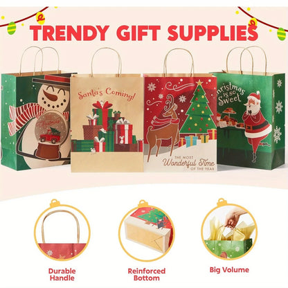 24 Pcs Kraft Gift Bags with Twine Handles 10'' X 13'' X 5''