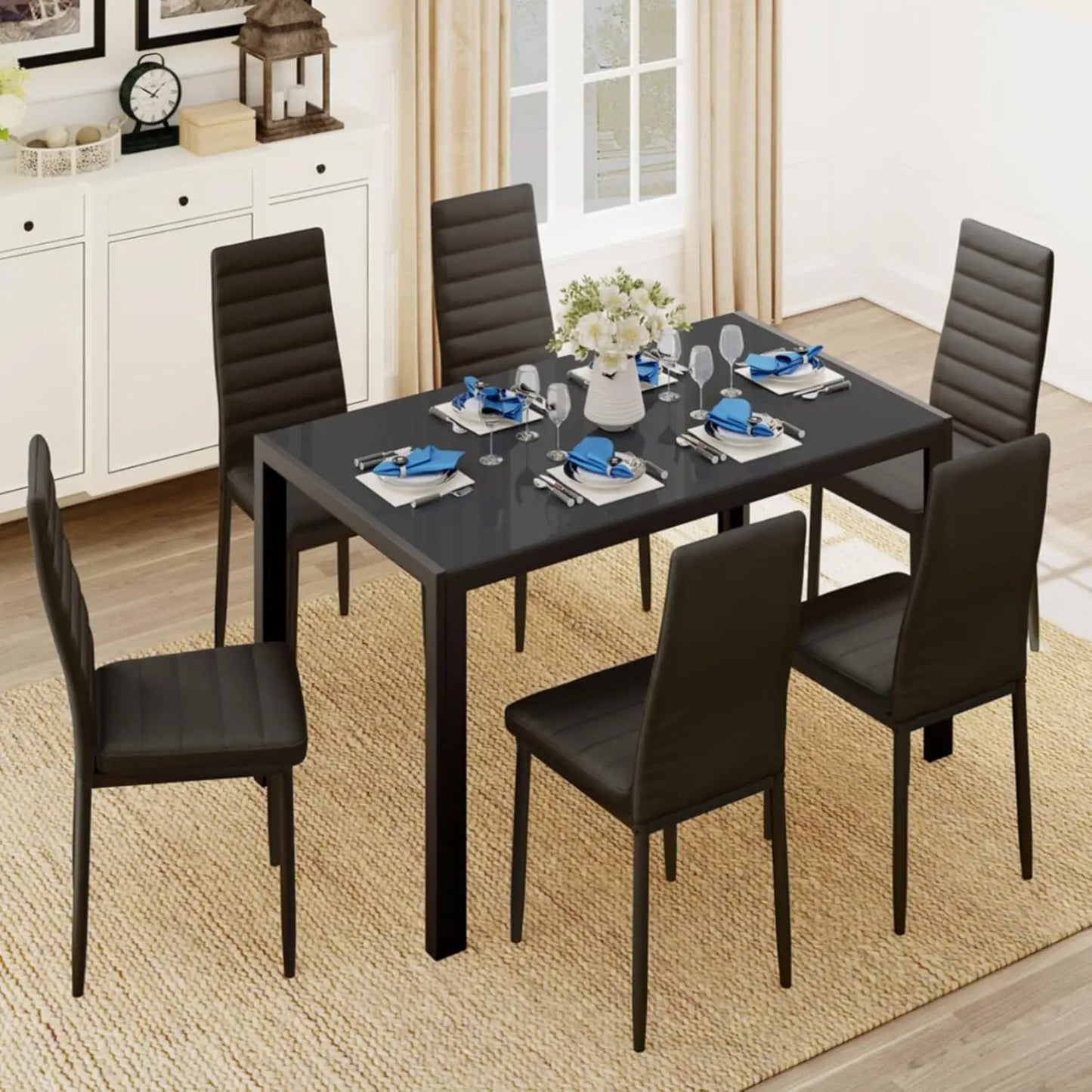 5 Piece Glass Dining Table & Chairs Set