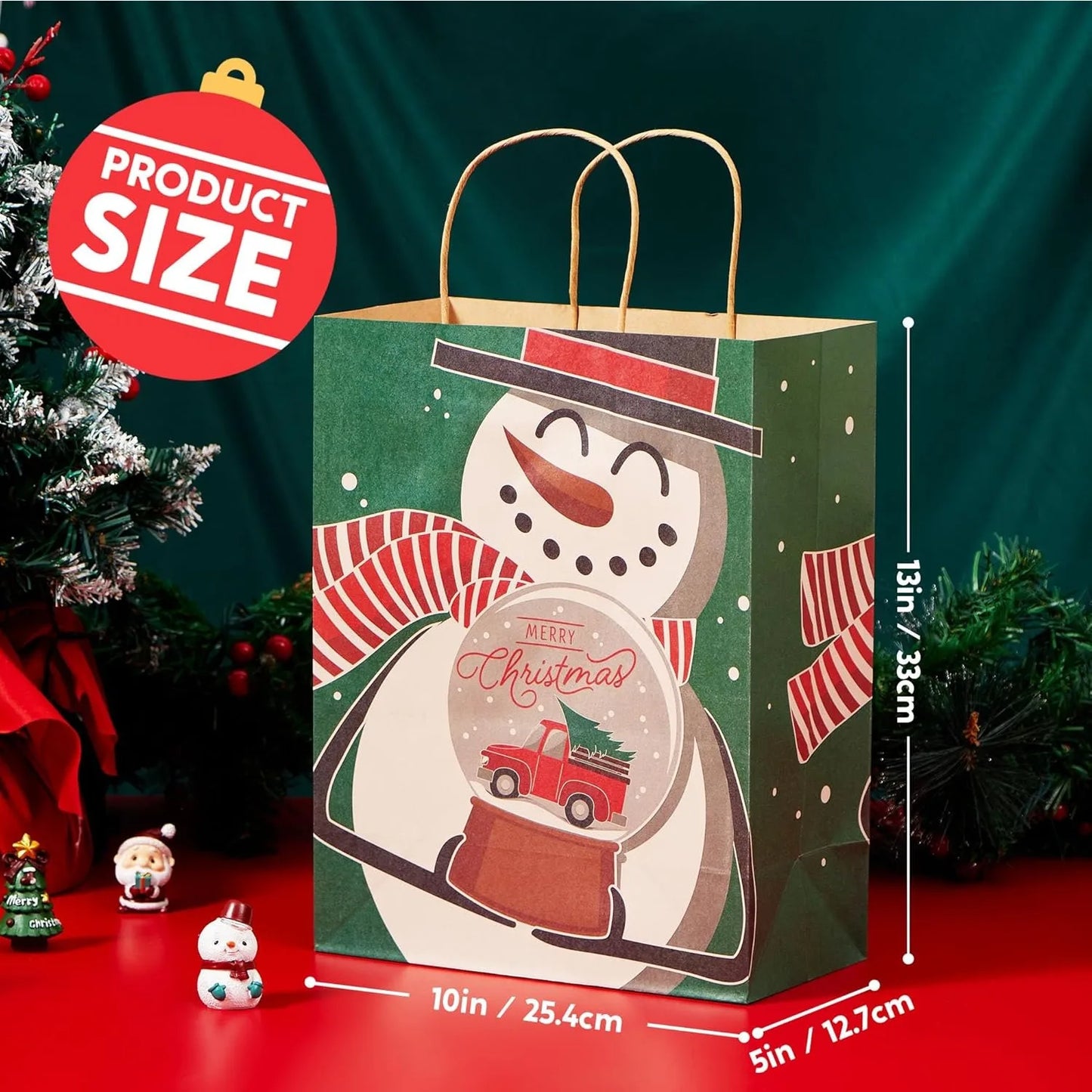 24 Pcs Kraft Gift Bags with Twine Handles 10'' X 13'' X 5''