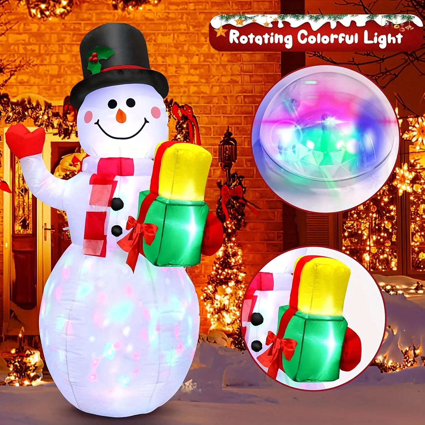 5FT Inflatable Snowman Built-in LED Light Holiday Ornament