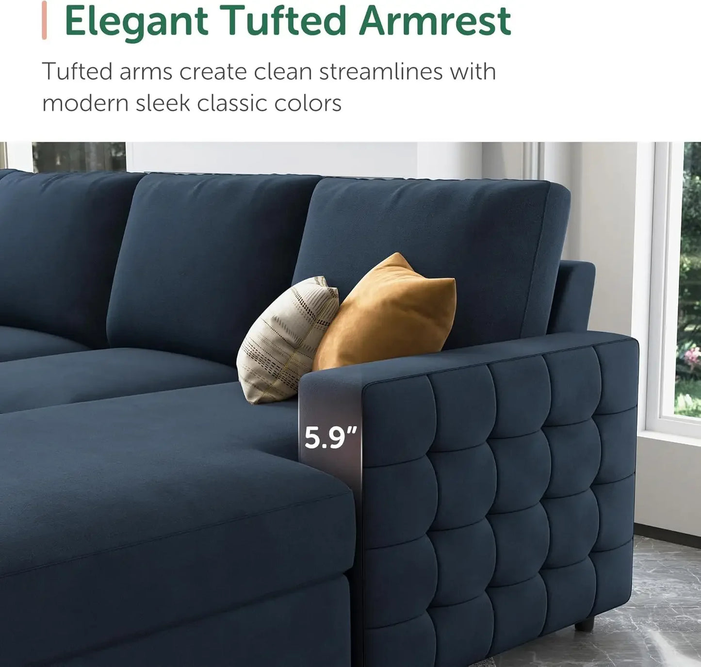 6-Seater Sectional Sleeper Sofa with Pull Out Bed and Storage