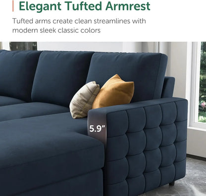 6-Seater Sectional Sleeper Sofa with Pull Out Bed and Storage