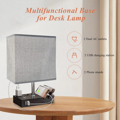 15.7" Dimmable Table Lamp, Dual USB Charging Ports